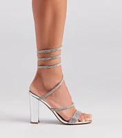 Fancy Gal Rhinestone Spiral Block Heels