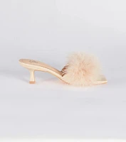 Diva Cutie Marabou Kitten Heel Mules