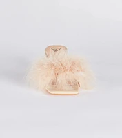 Diva Cutie Marabou Kitten Heel Mules
