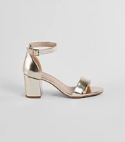 Shine Factor Metallic Low-Block Heels