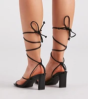 Stylish Moves Lace-Up Strappy Block Heels