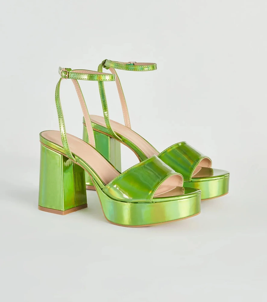 Just Like That Chrome Platform Heels