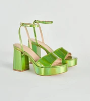 Just Like That Chrome Platform Heels