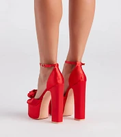 Fashion Strut Satin Rose Platform Heels
