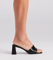 Step Style Square Toe Block Heel Mules