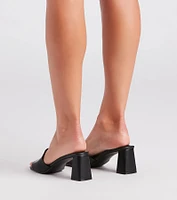 Step Style Square Toe Block Heel Mules