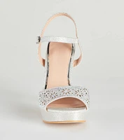 Time To Strut Glitter Flower Stiletto Heels
