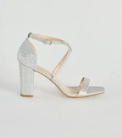 About The Sparkle Glitter Mesh Block Heels