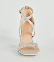 About The Sparkle Glitter Mesh Block Heels