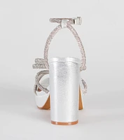 Glamorous Evening Rhinestone Bow Block Heels