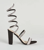 Fancy Gal Rhinestone Spiral Block Heels