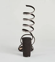 Fancy Gal Rhinestone Spiral Block Heels