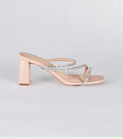 Step Out Sparkle Rhinestone Low-Heel Mules