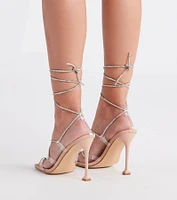 Lace-Up Rhinestone Stiletto Heels