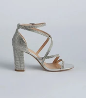 Feeling Like A Diva Rhinestone Block Heels