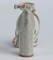 Feeling Like A Diva Rhinestone Block Heels