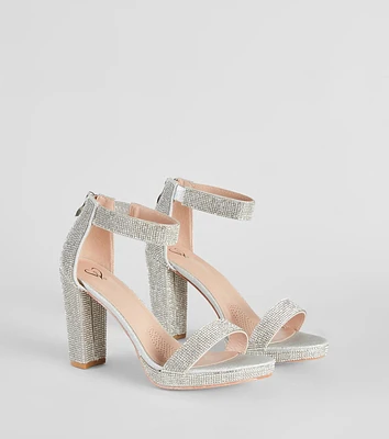 Shimmer Rhinestone Block Heels