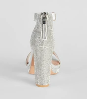 Shimmer Rhinestone Block Heels