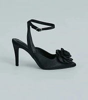 Sleek Charm Satin Rosette Stiletto Pumps