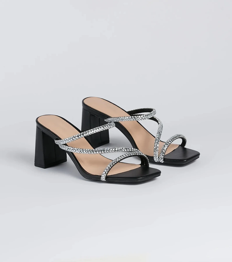 Step Out Sparkle Rhinestone Low-Heel Mules