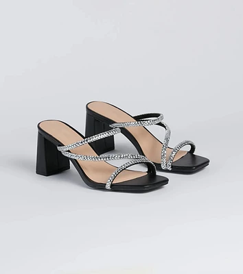 Step Out Sparkle Rhinestone Low-Heel Mules