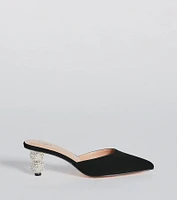 Elevated Elegance Rhinestone Heel Mules