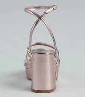 All My Shine Metallic Strappy Platform Heels