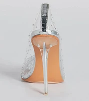 Fairly Glam Clear Rhinestone Stiletto Pumps