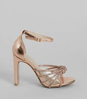 Glitzy Mood Rhinestone Strappy Metallic Heels