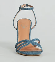 Season Staple Denim Print Faux Leather Stiletto Heels