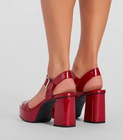 High Fashion Patent Platform Block Heels
