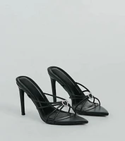 Heart And Soul Strappy Rhinestone Stiletto Mules