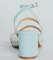 Style Icon Strappy Faux Leather Short Block Heels