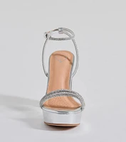 Chic Stunners Rhinestone Platform Metallic Heels