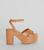 Perfect Style Faux Leather Platform Block Heels