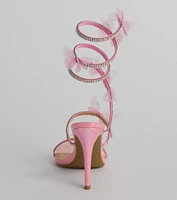 Mythical Babe Butterfly Rhinestone Spiral Stiletto Heels