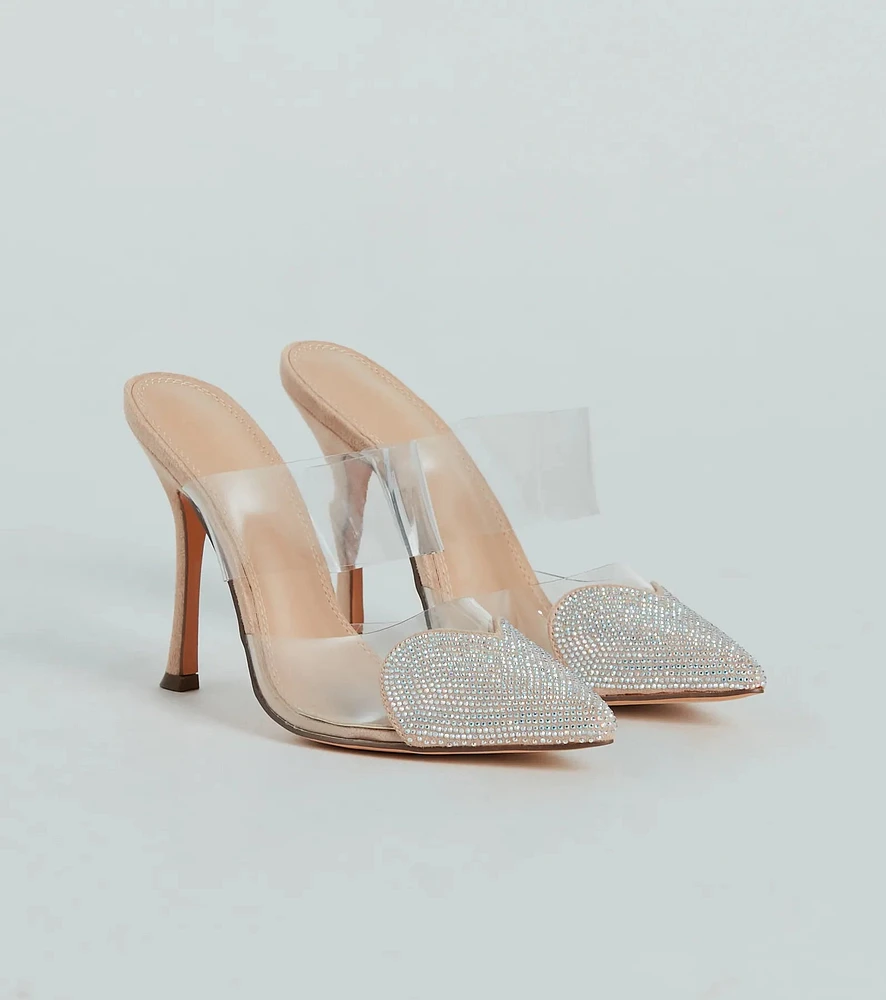 Glam Cutie Rhinestone Heart Stiletto Pumps