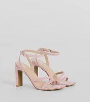 Time To Shine Glitter Strappy Block Heels