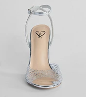 Major Glam Rhinestone Chrome Clear Block Heels