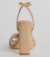 Here To Dazzle Rhinestone Strappy Block Heels
