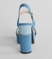Style Quotient Platform Denim Block Heels