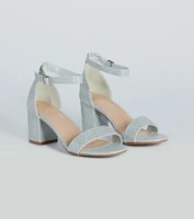 Shine Factor Metallic Low-Block Heels