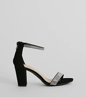 Pop Of Sparkle Rhinestone Block Heels