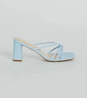 Chic Mood Strappy Faux Leather Block Heel Mules