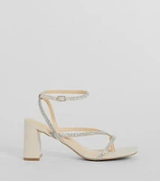 Radiant Rhinestone Strappy Block Heels