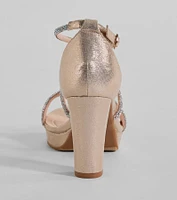 Gloss Up Glitter Rhinestone Platform Block Heels
