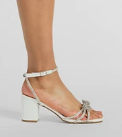 Shine The Spotlight Rhinestone Bow Block Heels