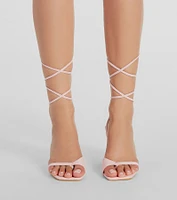 Perfect Flirt Lace-Up Heeled Thong Sandals