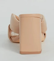 Always Chic Puffy Strap Faux Leather Mules