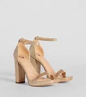 Capture Sparkle Glitter Platform Block Heels